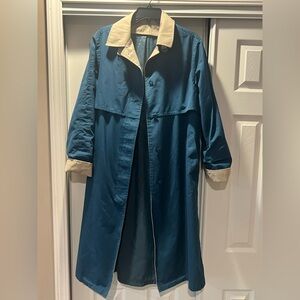 Vintage Blue and Tan Rain Coat